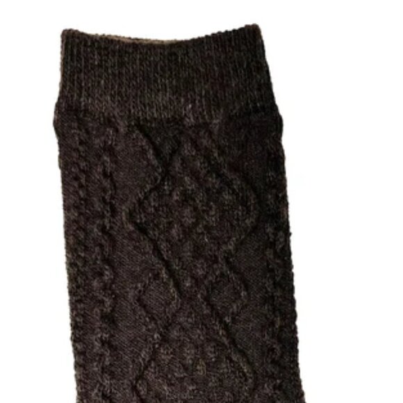 NWT Marion Cable Knit Brown Wool Crew Socks - Picture 2 of 5